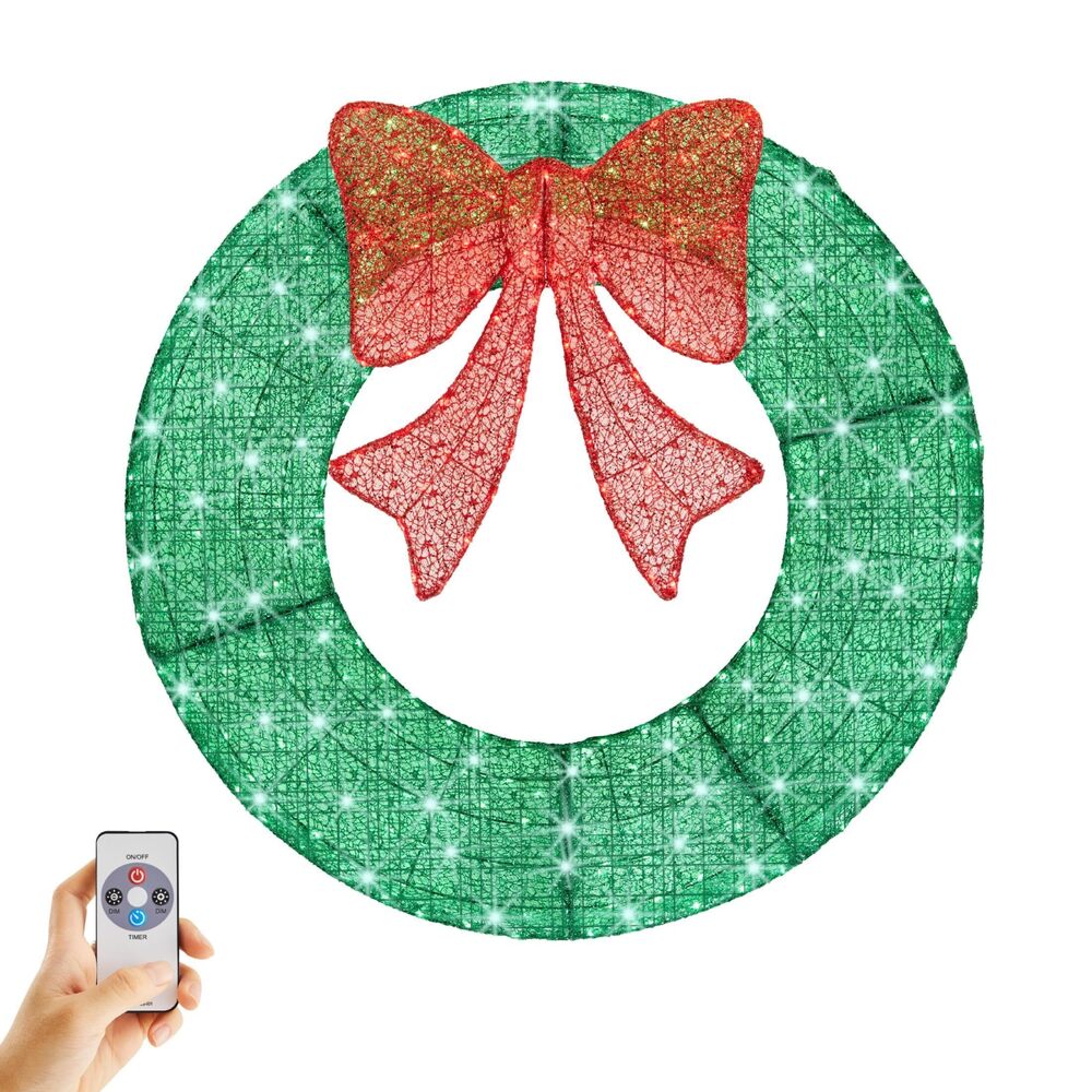 5592 36in Pre-Lit Christmas Wreath, LED Lighted Holiday Outdoor Decoration
